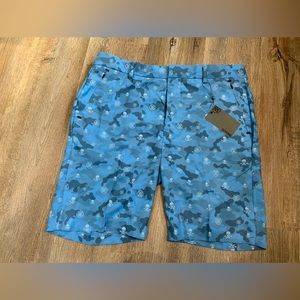 G/Fore Icon Camouflage Camo Skulls and Ts Golf Shorts Light Blue NWT Mens Sz 34